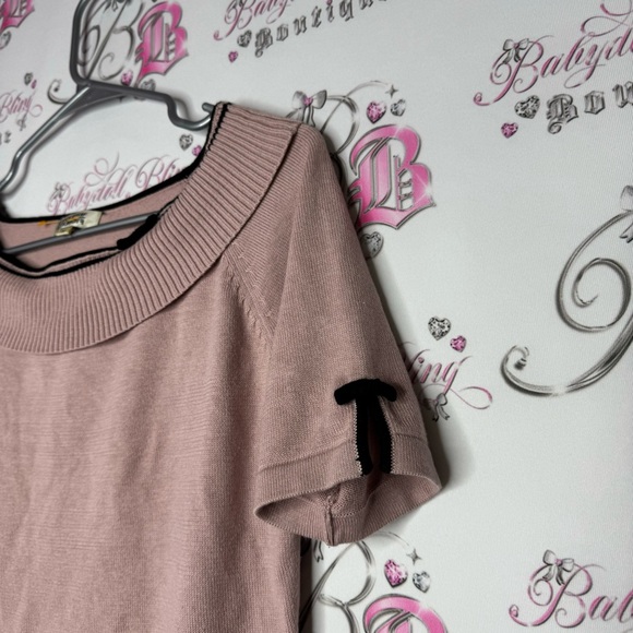 Exclusif top off shoulder ribbon 🎀 bows accents blush pink with black y2k cute - Picture 5 of 8